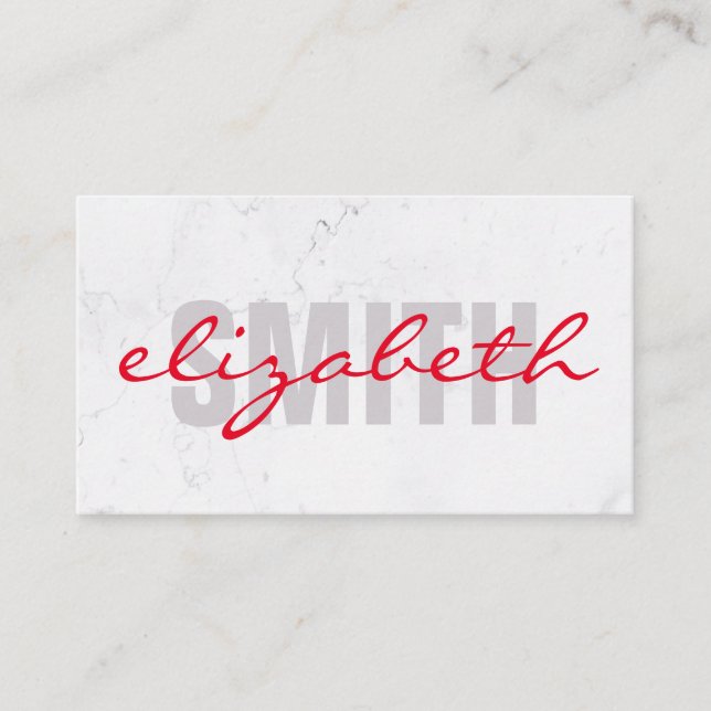 Bold and Cursive Text | Marble | Corporate Business Card (Front)