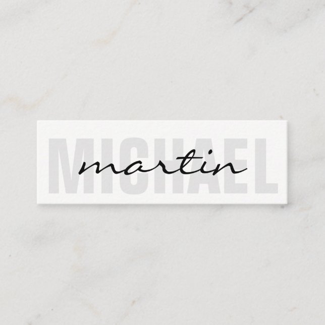 Bold and Cursive Text Mini Business Card (Front)