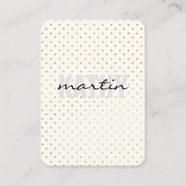 Bold and Cursive Text Polka Dots Business Card (Front)