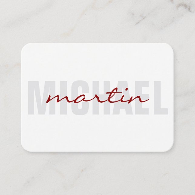 Bold and Cursive Text (red) Business Card (Front)