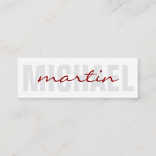Bold and Cursive Text (red) Mini Business Card