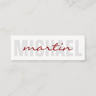 Bold and Cursive Text (red) Mini Business Card