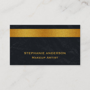 Bold and Elegant Black Gold Striped Makeup Artist Business Card