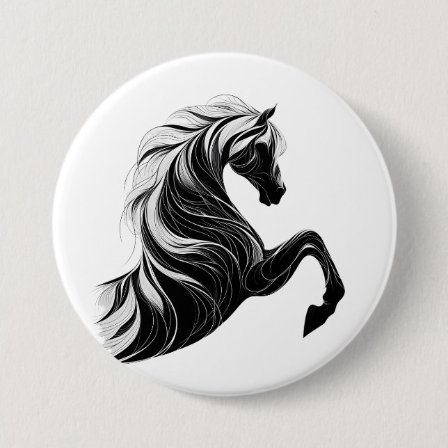 Bold and Elegant Horse Design Button (Front)