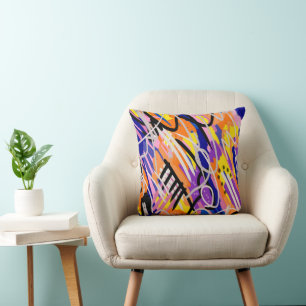 Bold and Expressive Abstract Art Throw Pillow