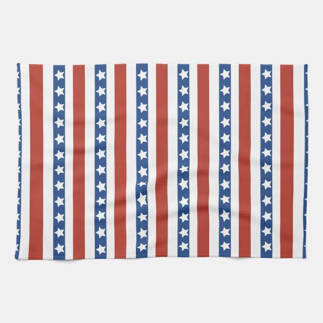 Bold and Fun 4th of July Stars and Stripes Pattern Kitchen Towel (Horizontal)