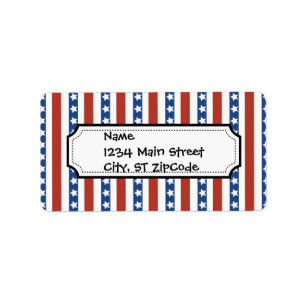 Bold and Fun 4th of July Stars and Stripes Pattern Label