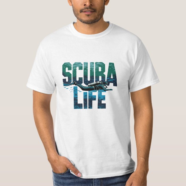 Bold and Funny Scuba Diving Graphics T-Shirt (Front)