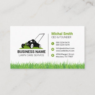 Bold and Professional Lawn Care mowing Business Card