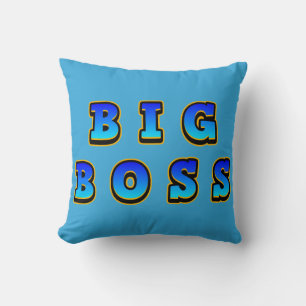 Bold and Vibrant Big Boss Text in Dynamic Blue Throw Pillow