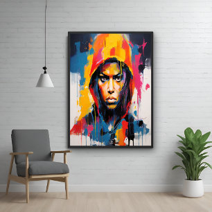 Bold and Vibrant Rebel Portrait – Abstract Art Poster