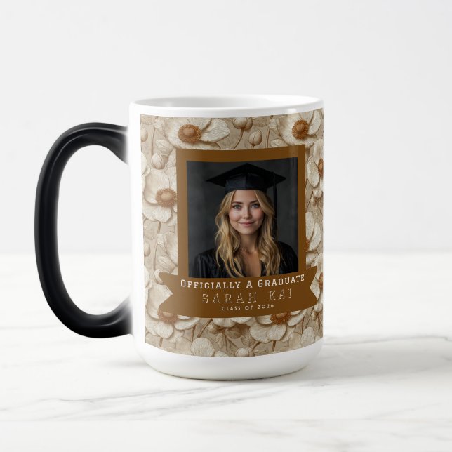 Bold Anemones Floral Graduation Gift Magic Mug (Left)