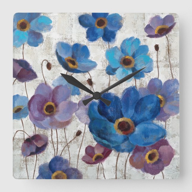 Bold Anemones Square Wall Clock (Front)