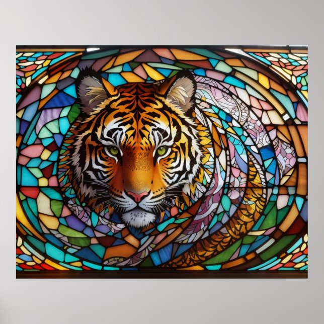 *~* Bold AP68 TIGER Stained Glass 5:4 Fantasy Poster (Front)