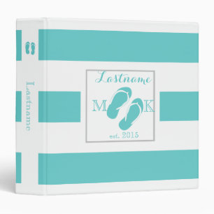 Bold Aqua Stripe and Flip flops Binder