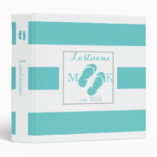 Bold Aqua Stripe and Flip flops Binder