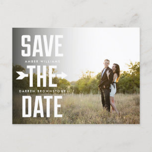 Bold Arrow Photo Modern Type Save the Date Announcement Postcard