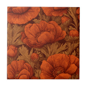 Bold Art Nouveau Anemones  Tiles For Stylish Entry