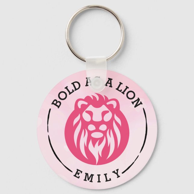 Bold As A Lion Keychain, Pink Lion Keychain (Front)