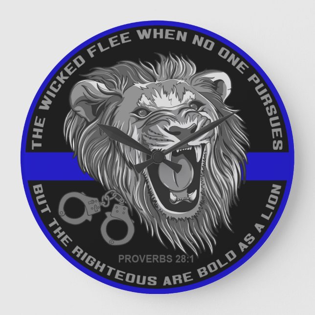 Bold As a Lion Thin Blue Line Clock (Front)