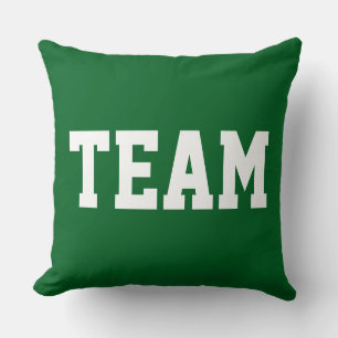 Bold Athletic Green Fun Sporty TEAM White Text Throw Pillow