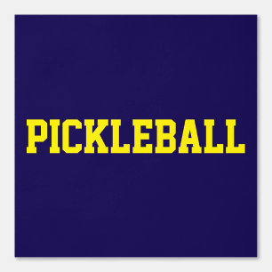 Bold Athletic Yellow PICKLEBALL Text On Navy Blue Wallpaper