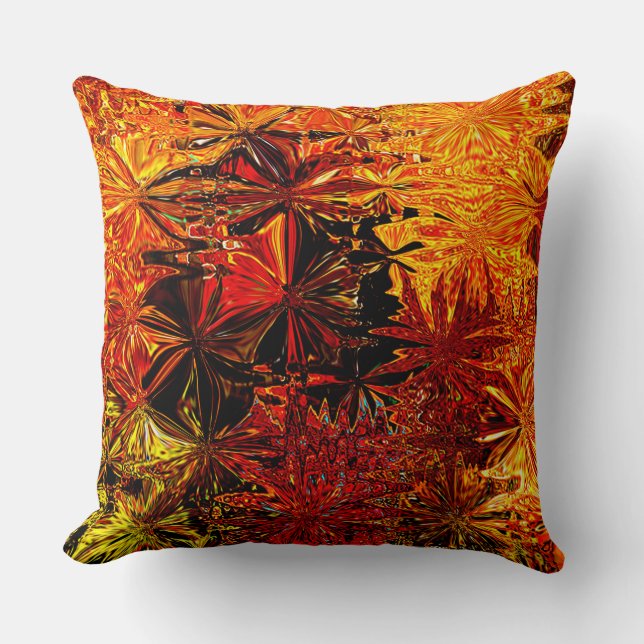 Bold Autumn Coloured Abstract Throw Pillow (Front)
