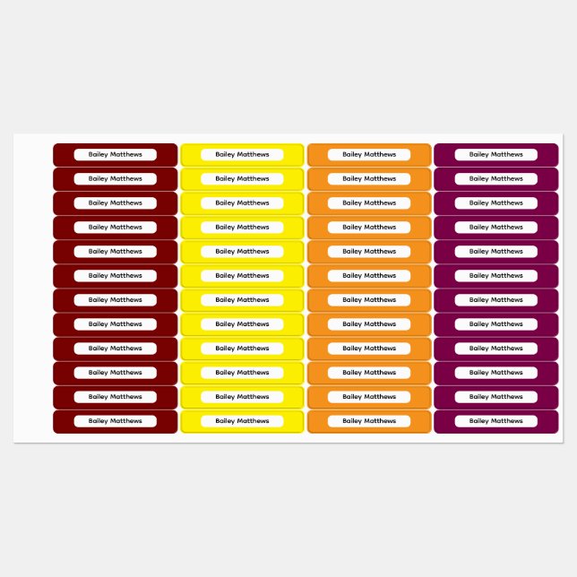 Bold Autumn Palette Kids Custom Organize Labels (Sheet)