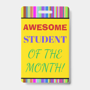 Bold "AWESOME STUDENT OF THE MONTH!" Badge