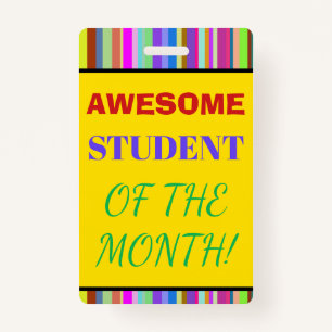 Bold "AWESOME STUDENT OF THE MONTH!" Badge