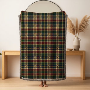 Bold Aztec Diamond Christmas Woven Throw Blanket
