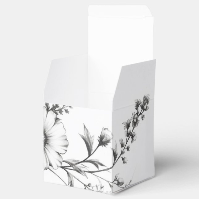 Bold B&W Wildflowers Favor Box (Opened)