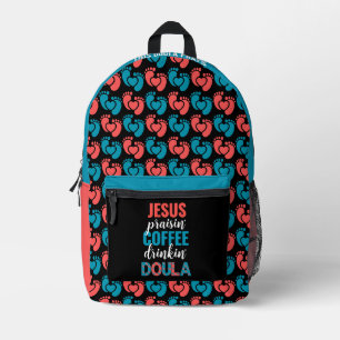Bold Baby Footprints Christian DOULA Printed Backpack