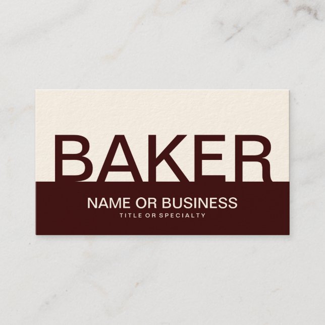 bold BAKER (colour customizable) Business Card (Front)