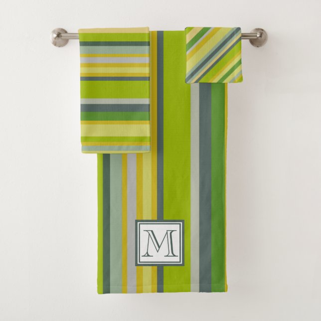 Bold Bamboo Colours Multi-Stripe Pattern | Bath Towel Set (Insitu)