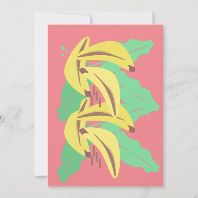 Bold Banana Bunches Yellow Pink Greeting Card (Front)