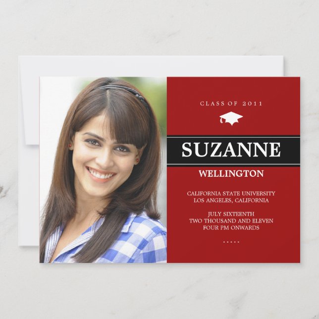 Bold Bar 1 Photo Graduation Announcement (Front)