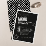 BOLD BAR MITZVAH simple modern angle black white Invitation<br><div class="desc">by kat massard > WWW.SIMPLYSWEETPAPERIE.com Love the design, but would like to see some changes - another colour scheme, product, add a photo or adapted for a different occasion - no worries simply contact me - I am happy to help! - - - - - - - - - -...</div>