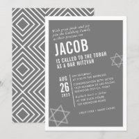 BOLD BAR MITZVAH simple modern angle grey white