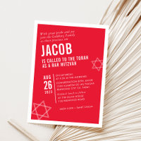 BOLD BAR MITZVAH simple modern angle red white