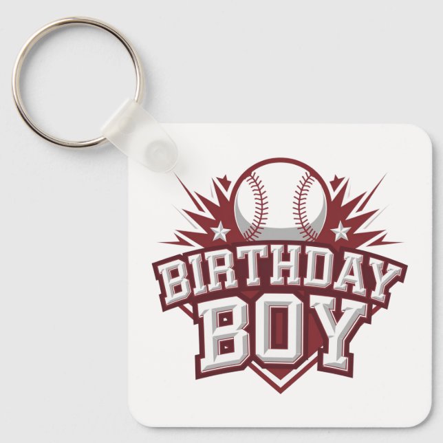 Bold Baseball Birthday Keychain (Front)