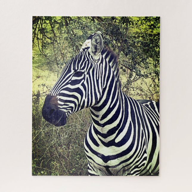 Bold Beautiful Black and White Zebra Kenya Jigsaw Puzzle (Vertical)