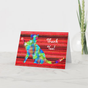 Bold Beautiful Cat Art Carte de remerciements