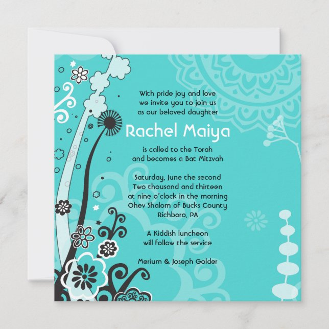 BOLD & BEAUTIFUL FLORAL Bat Mitzvah Invitation (Front)