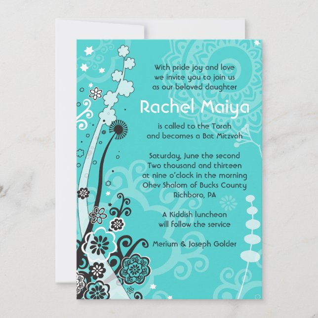 BOLD & BEAUTIFUL FLORAL Bat Mitzvah Invitation (Front)