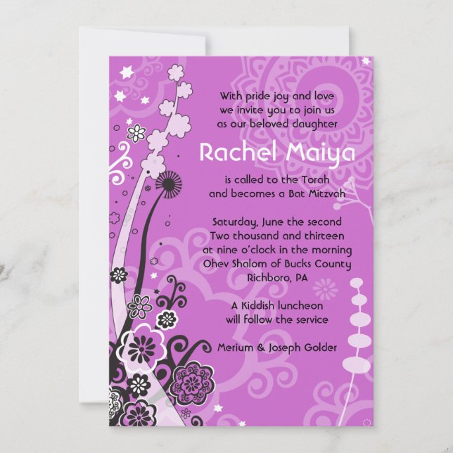 BOLD & BEAUTIFUL FLORAL Bat Mitzvah Invitation (Front)
