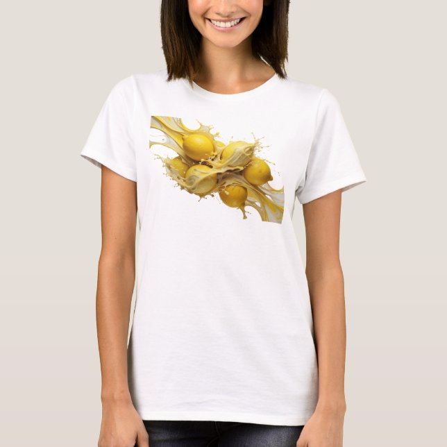 Bold & Beautiful Gold Abstract Lemons T-Shirt (Front)