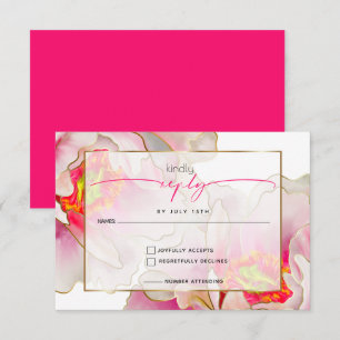 Bold Beautiful Scarlet Peony RSVP Card