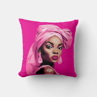 Bold Beauty in Pink Afrocentric Art Throw Pillow