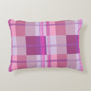 Bold Berry Magenta Plaid Aesthetic Accent Pillow